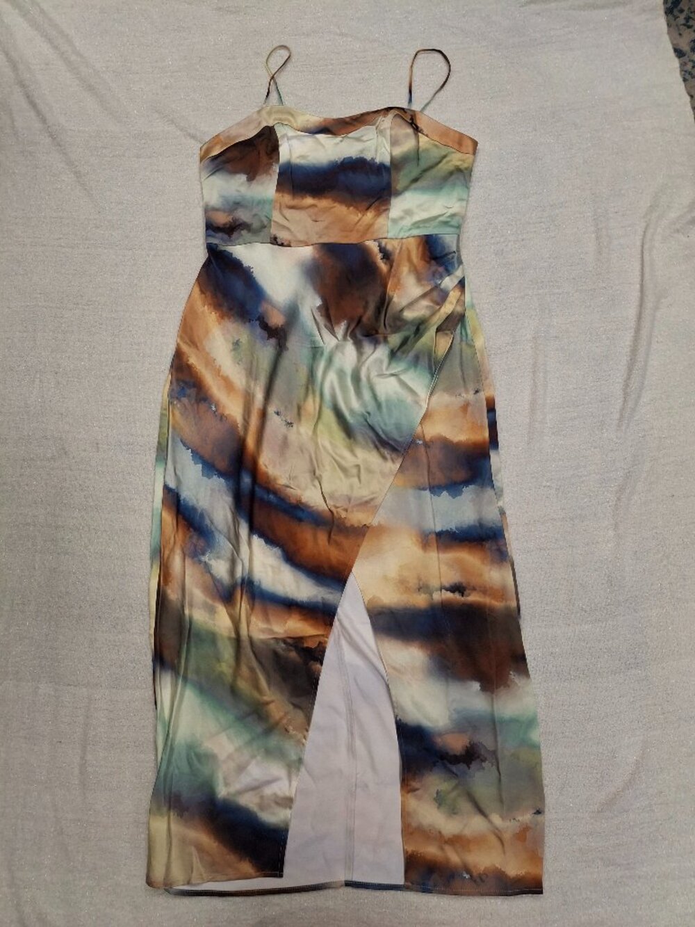 Express Multi Color Fall Cami Maxi Dress - Size L NWT